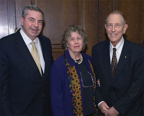 From left: Charles Antzelevitch, PhD (left) and benefactors Martha Hamilton Morris and I. Wistar Morris, III