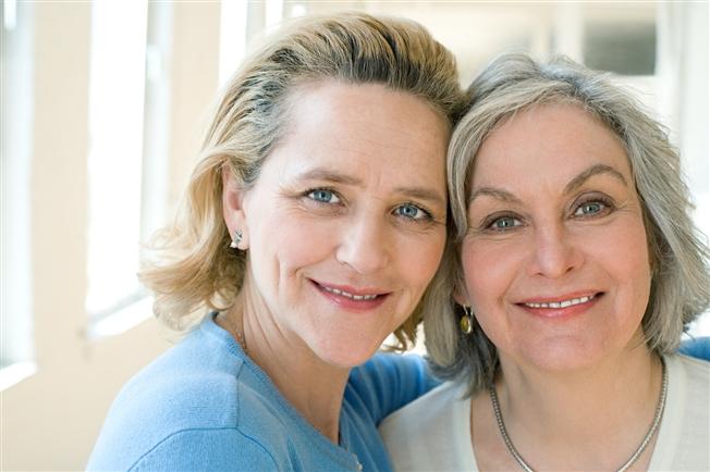 Close up on two women smiling at camera