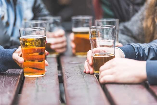 Drinking beer