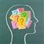 Human brain and colorful question marks