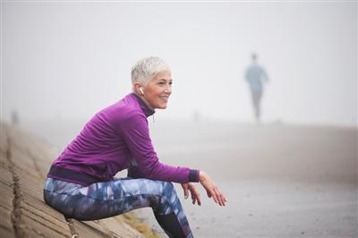 Woman resting on run