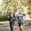 Adult couple jogging outside