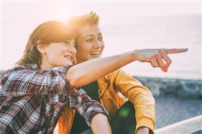 Young couple on beach