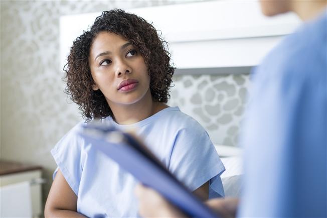 Woman at doctor