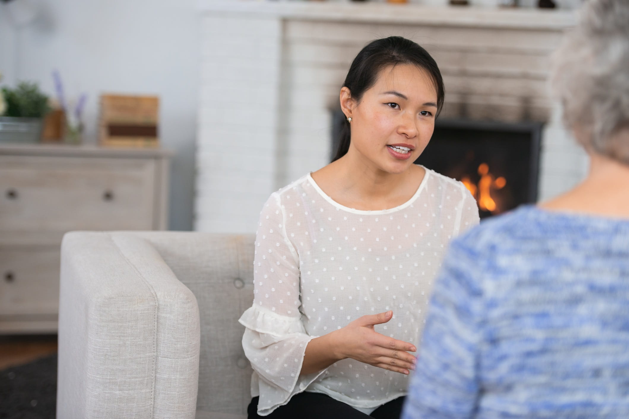 Woman talking to therapist