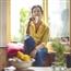 Mature woman is having the morning coffee at home
