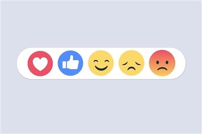 Facebook chat comment reactions icon template face tear smile sad love like Lol laughter emoji character message stock illustration