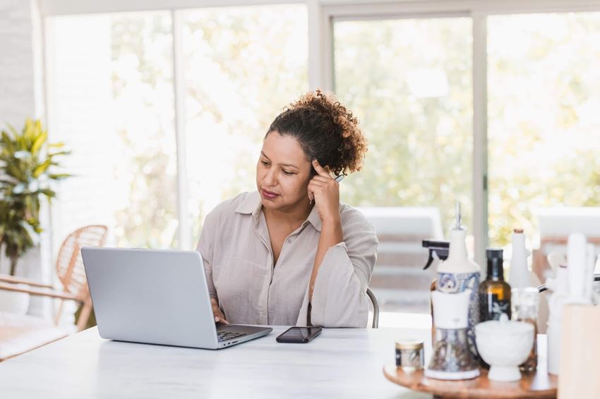 Woman seeing healthcare provider virtually