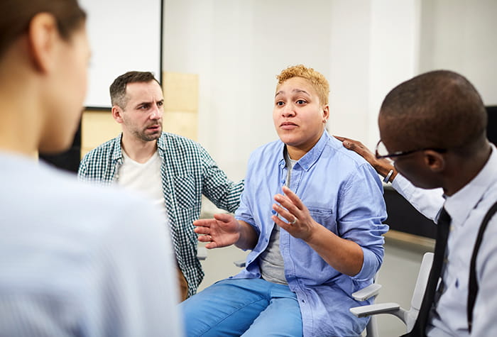 Woman in support group