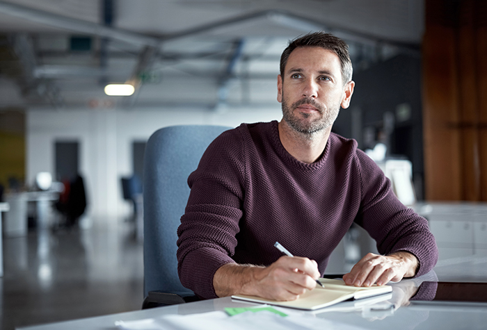 Man thinking over his schedule
