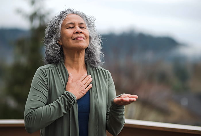 Woman doing yoga outside