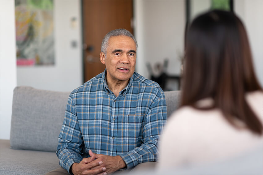 older man, having a mental health consult