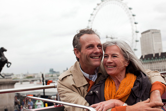 Mature couple traveling in London