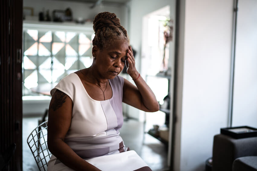 woman with stress headache