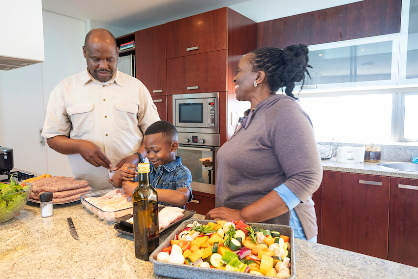 Family making a healthy meal