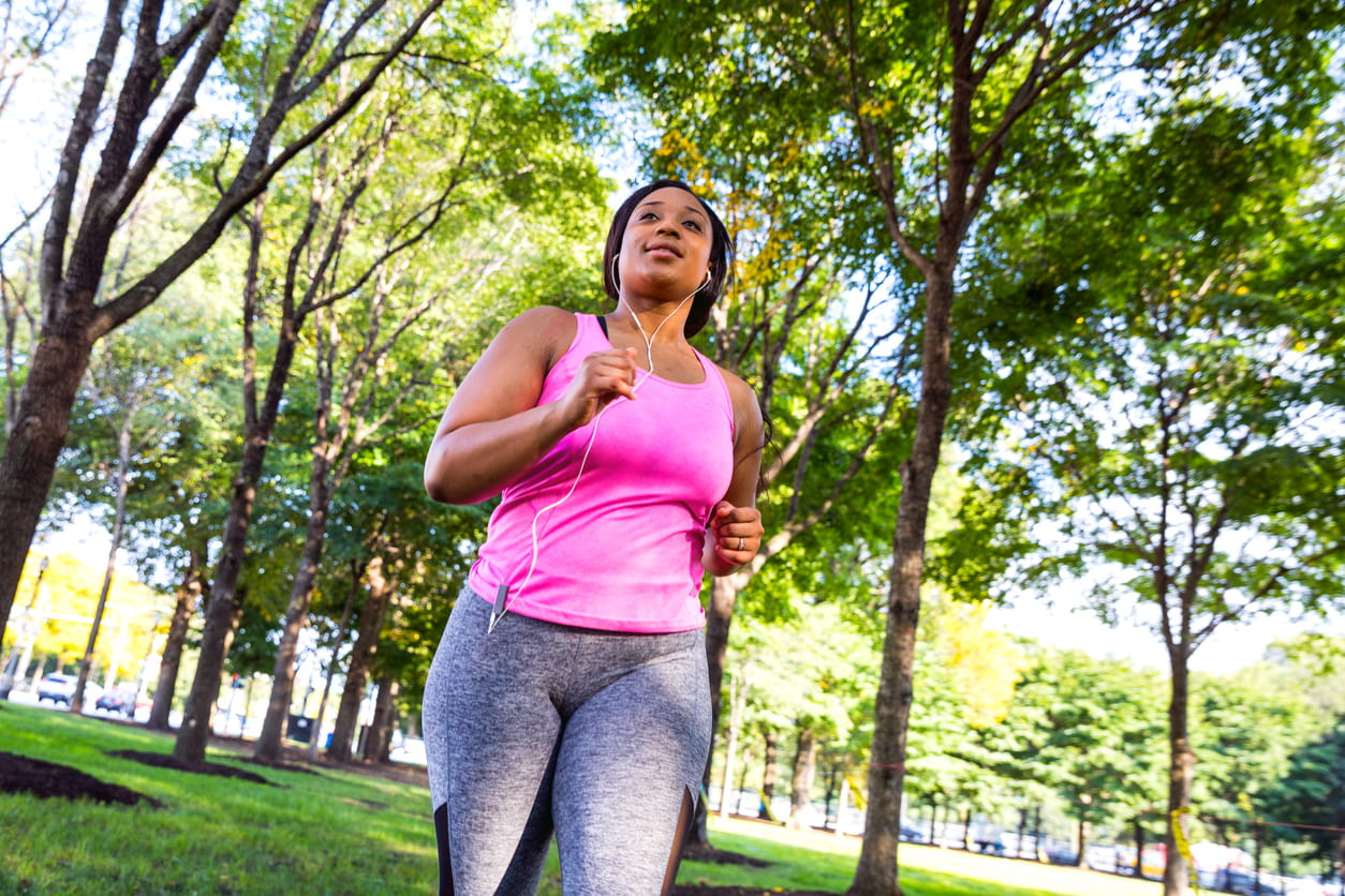 Woman jogging in urban park
