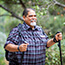 Older man out hiking in nature