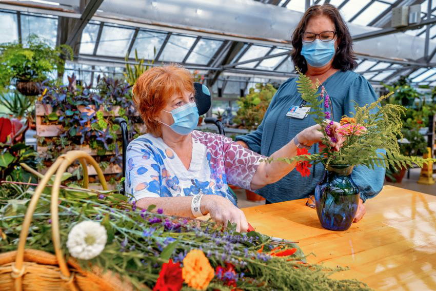 Patient receiving horticulture therapy
