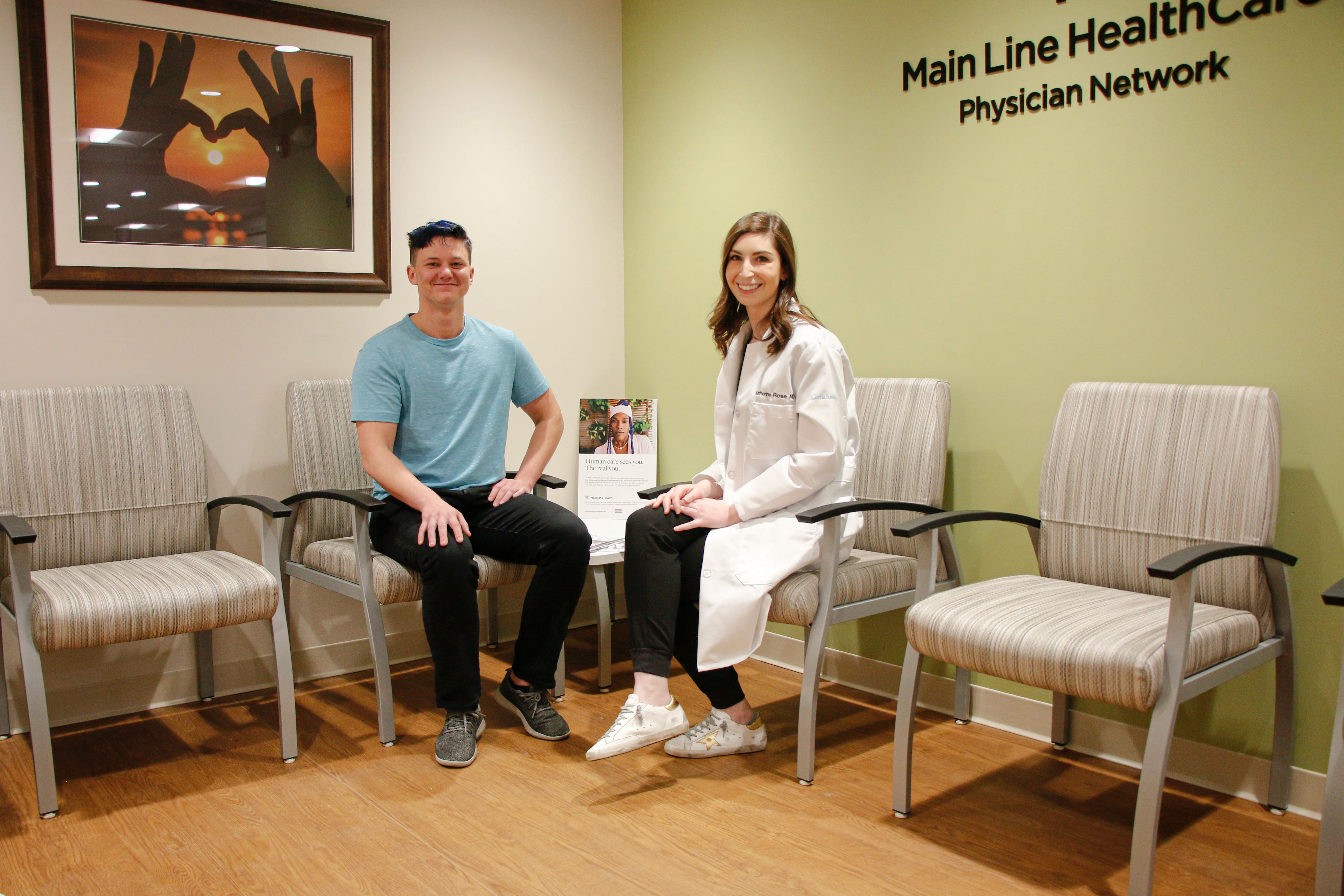 patient and care team in waiting room