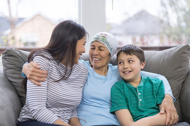Cancer survivor with family
