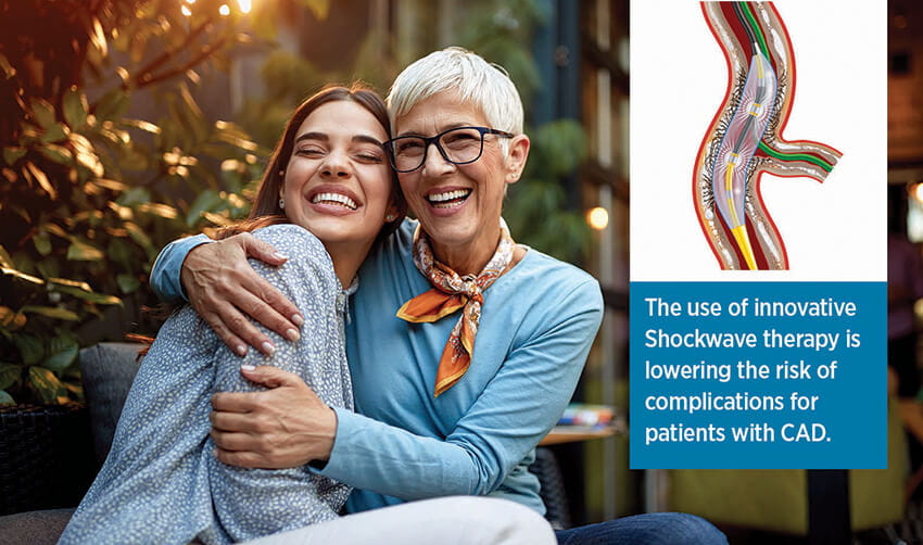 portrait of a senior mother and adult daughter, hugging, smiling