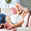young woman is having stomachache