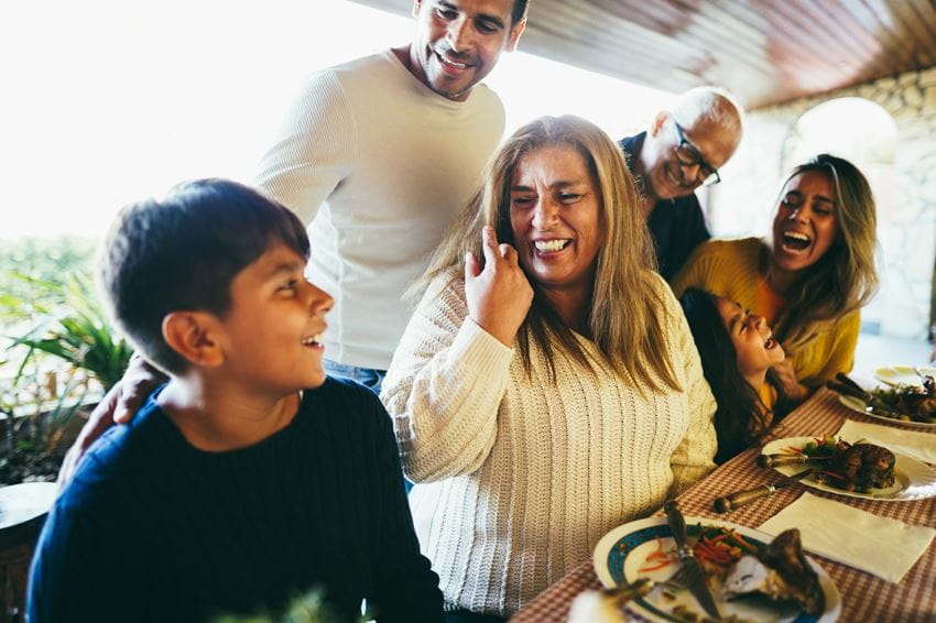 Family eating having lunch together at home