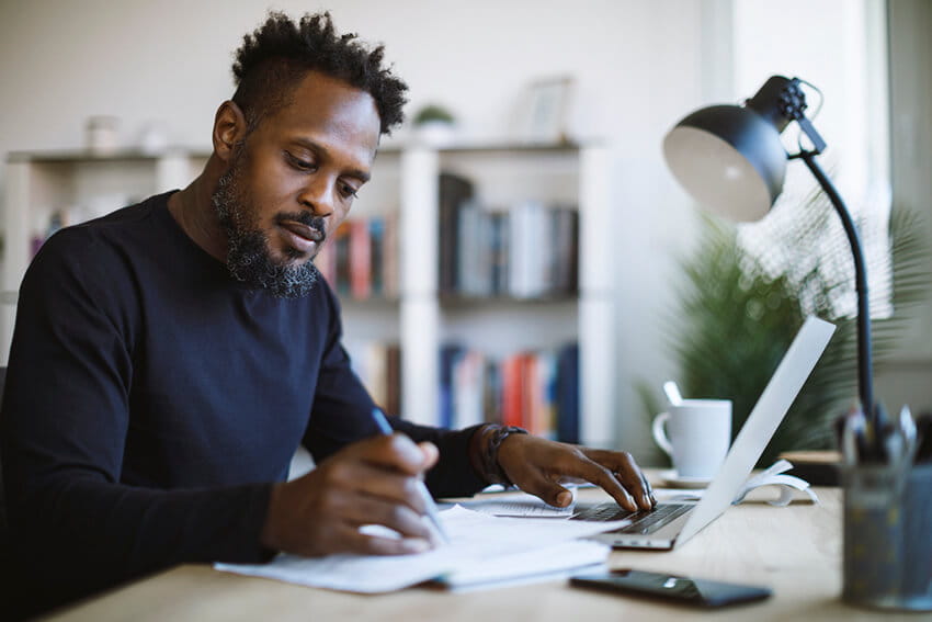 Man working on a computer