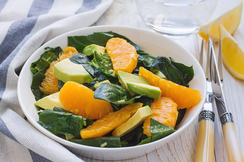 Salad with orange and avocado.