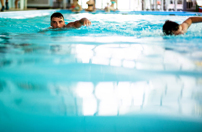 Man swimming in the pool