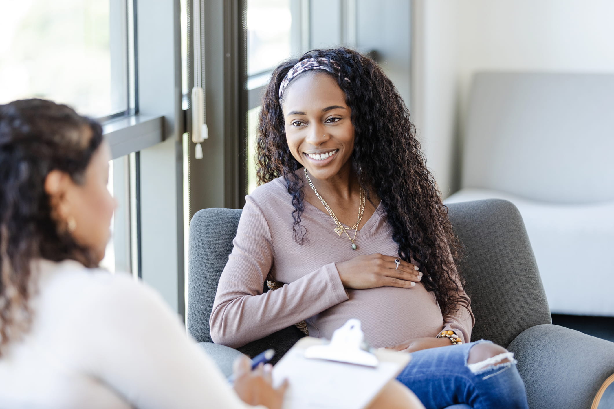 Pregnant woman at doctor's appointment