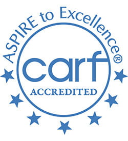 Aspire to Excellence, CARF accredited logo