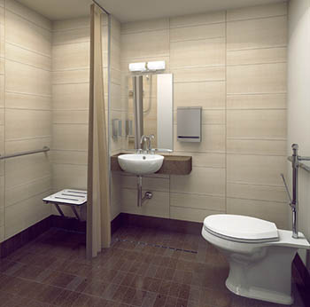Artist rendering of new pavilion bathroom accommodations Artist rendering of the pavilion bathroom accommodations