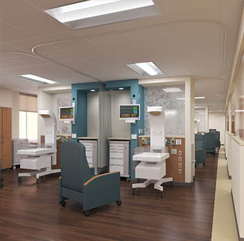 Artist rendering of new pavilion level III neonatal intensive care unit Artist rendering of the pavilion level III neonatal intensive care unit