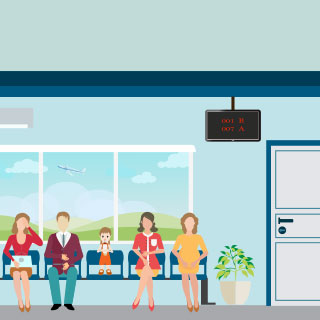 Icon of people sitting in a waiting room