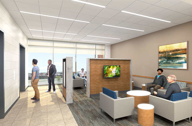 Rendering of family waiting room at Riddle Hospital