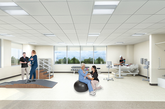 Rendering of inpatient gym at Riddle Hospital