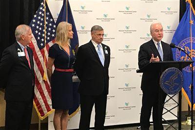 Health and human services visits Mirmont: (from left) Jack Lynch, Kellyanne Conway, David Lacey and Secretary Tom Price, MD