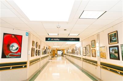 2019 Art Ability gallery (the hallway in Bryn Mawr Rehab Hospital) during this year’s preview event