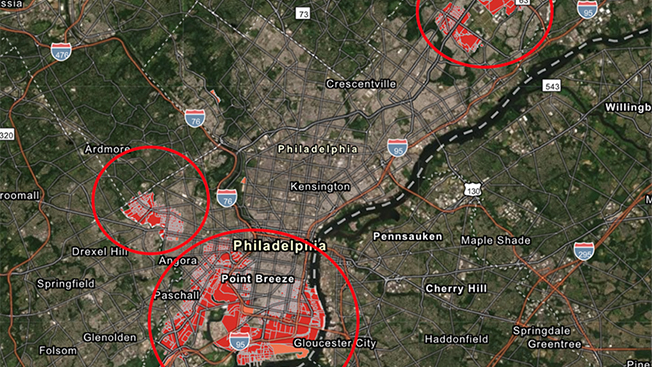 Philadelphia region showing hotspots for urologic cancer