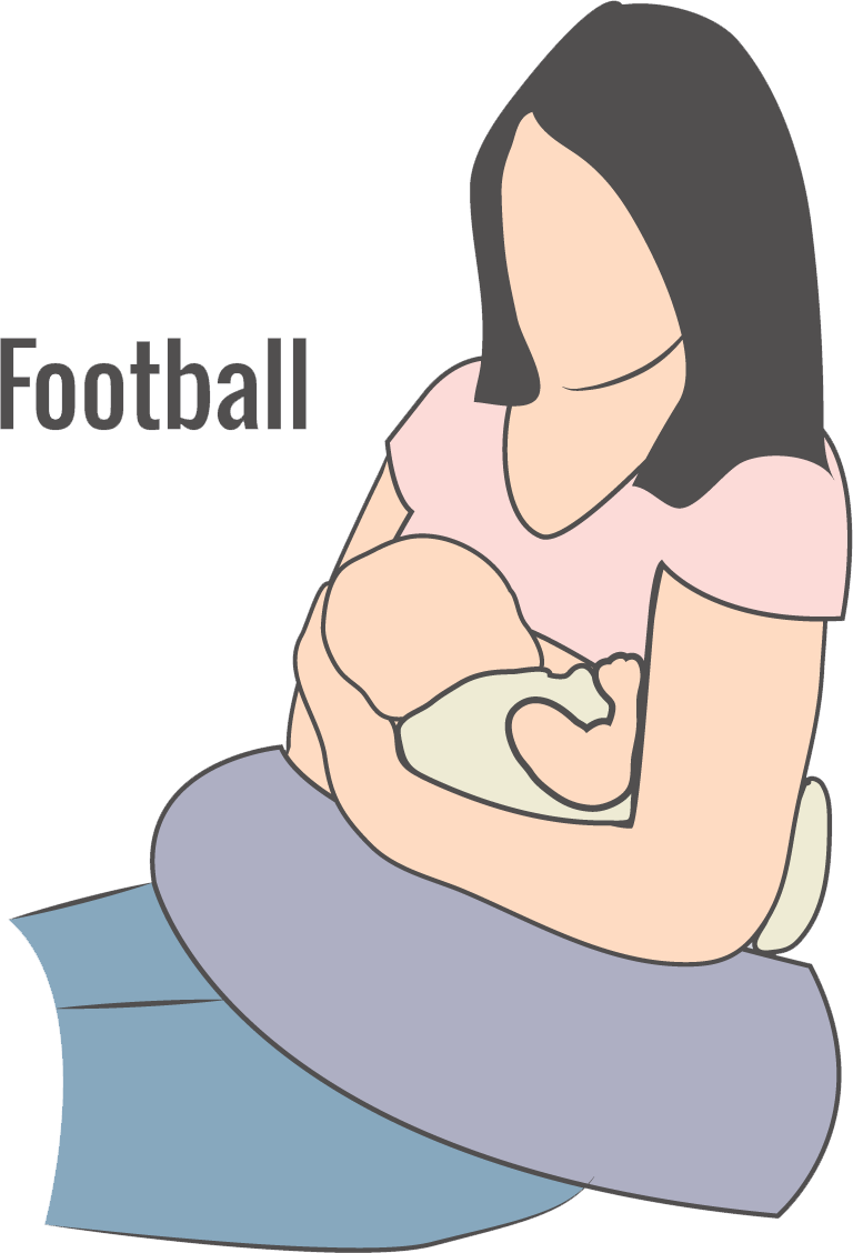 illustration of football breastfeeding hold