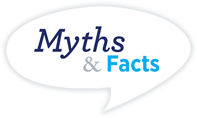 Talk bubble that says myths and facts