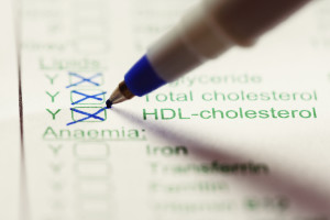 HDL-cholesterol being marked off on a form