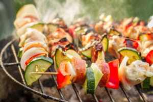 kabobs on a grill