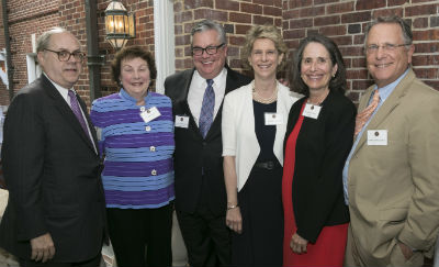 Alfred Putnam, chairman,
LMC Foundation Board; Sara S. Senior, LMC trustee emeritus and LIMR
trustee; Phil Robinson, president, LMC; Kathleen Putnam; Maryalice
Cheney, MD; and Scott Goldman, MD, system chair, Department of Surgery,
Main Line Health